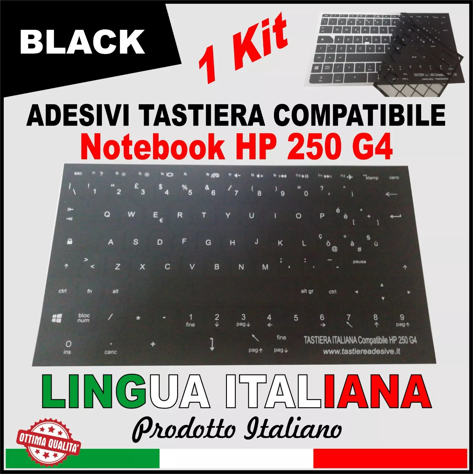 Adesivi Tastiera Italiana Compatibile PC HP 250 G4